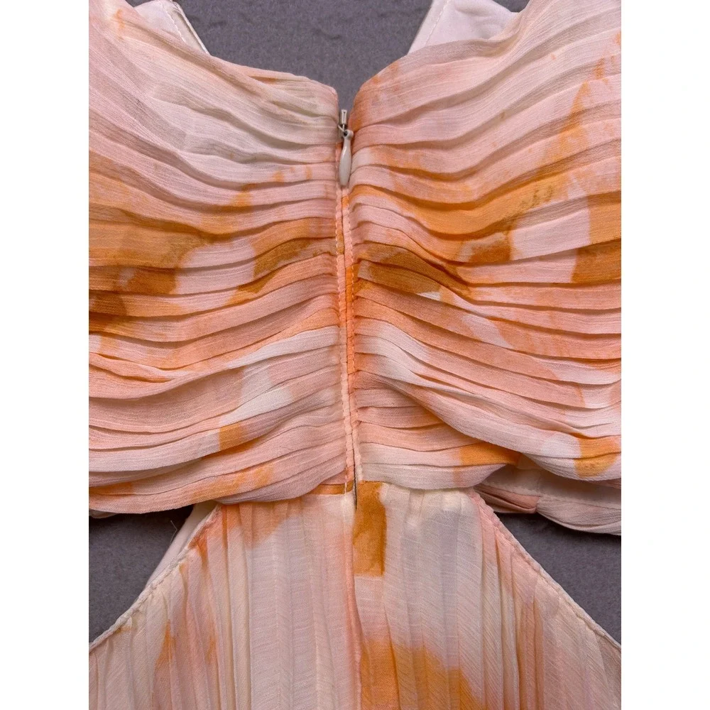 Express Maxi Dress Recycled Polyester Orange Floral Size Medium Womens